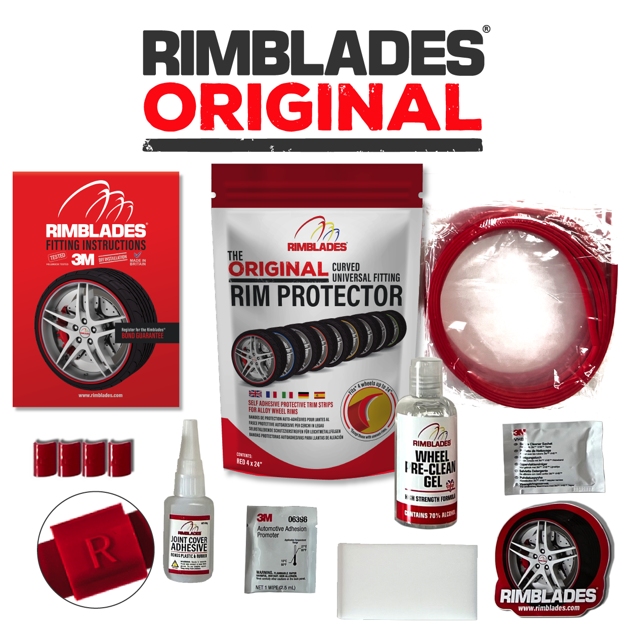 Bleu Rimblades Original Alliage Jante Protecteurs - de Luxe Kit